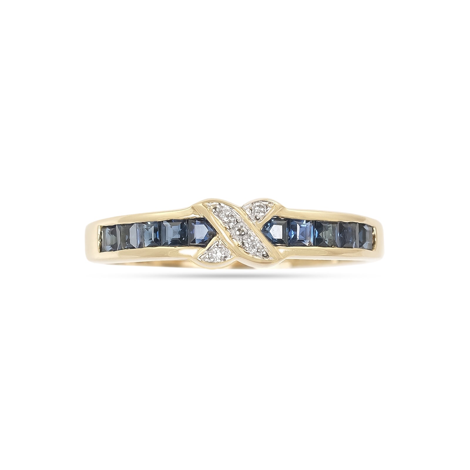 Vintage 18ct Yellow Gold Sapphire and Diamond Crossover Ring