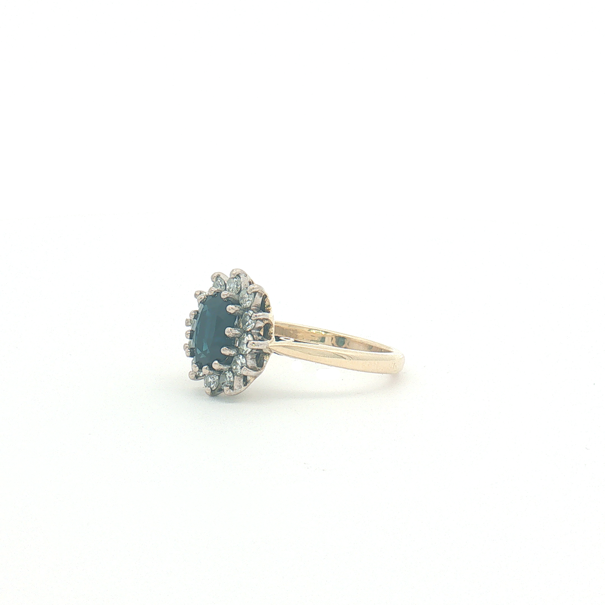 Vintage 18ct Yellow Gold Sapphire and Diamond Diana Cluster Ring 