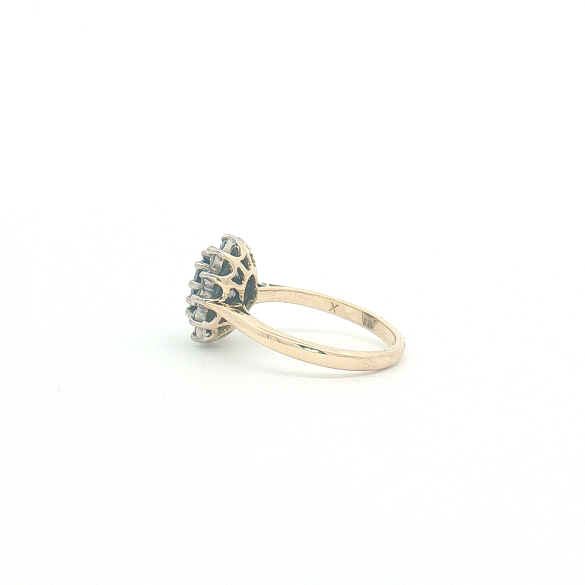 Vintage 18ct Yellow Gold Sapphire and Diamond Diana Cluster Ring 