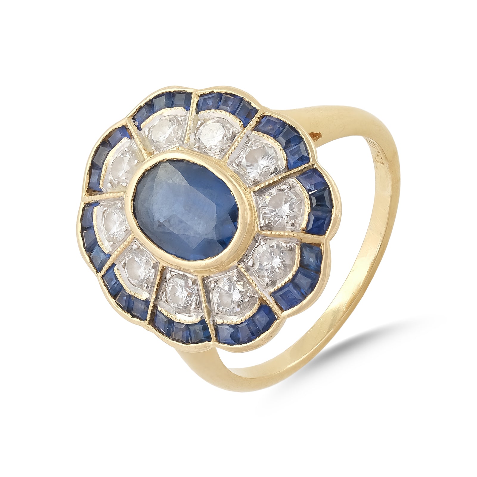 Vintage 18ct Yellow Gold Sapphire and Diamond Ring