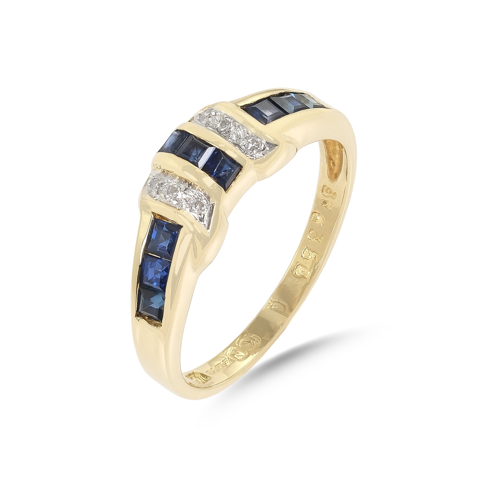 Vintage 18ct Yellow Gold Sapphire and Diamond Wishbone Ring