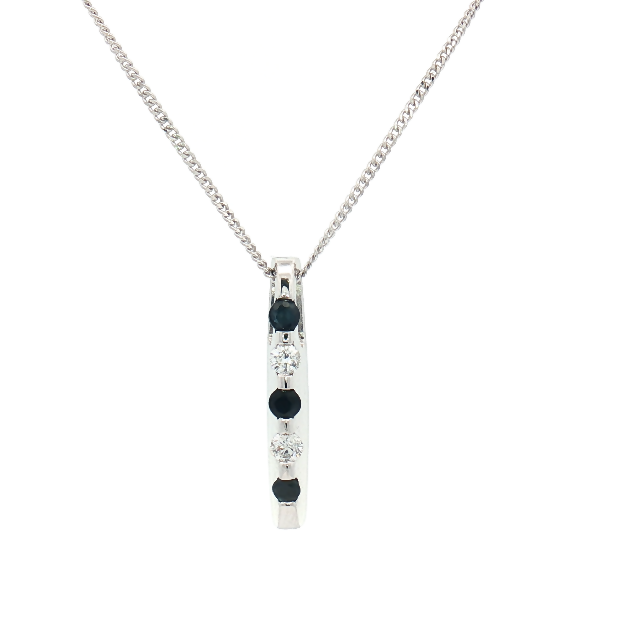 Vintage 9ct White Gold Sapphire and Diamond Pendant