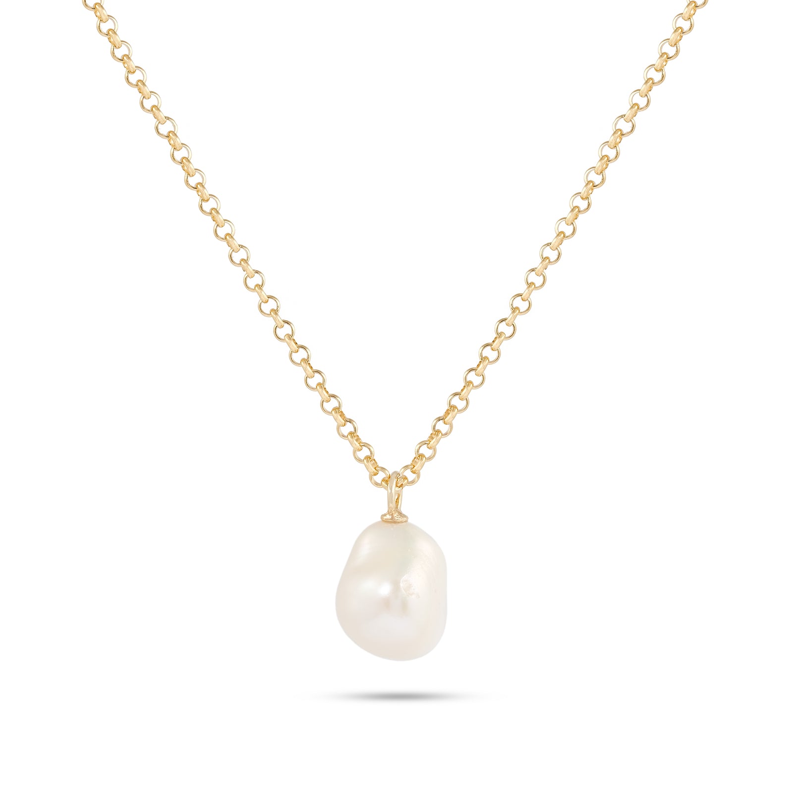 Vintage 9ct Yellow Gold Baroque Pearl Necklace