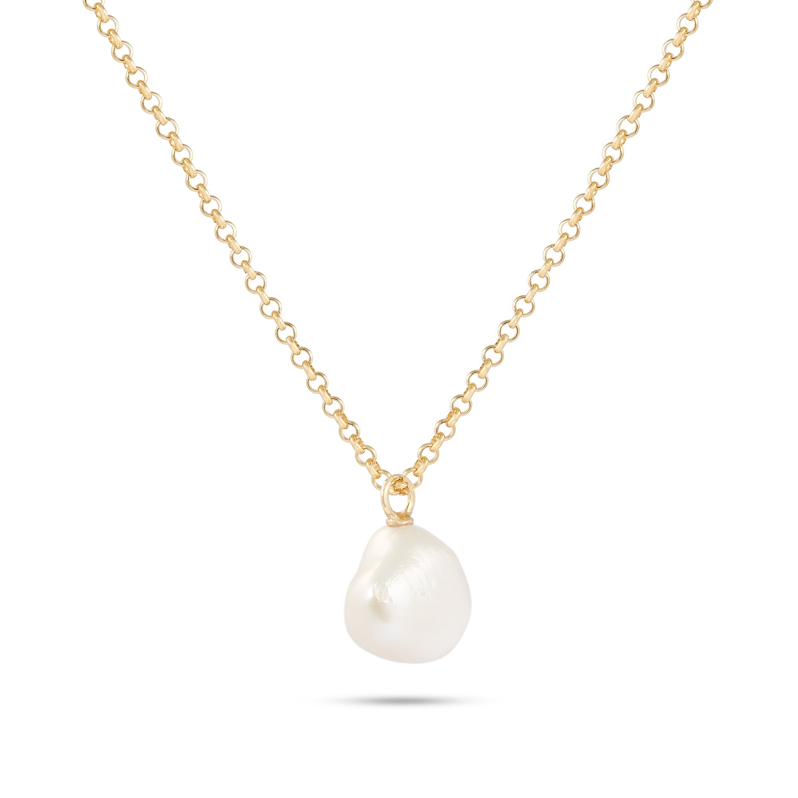 Vintage 9ct Yellow Gold Baroque Pearl Necklace