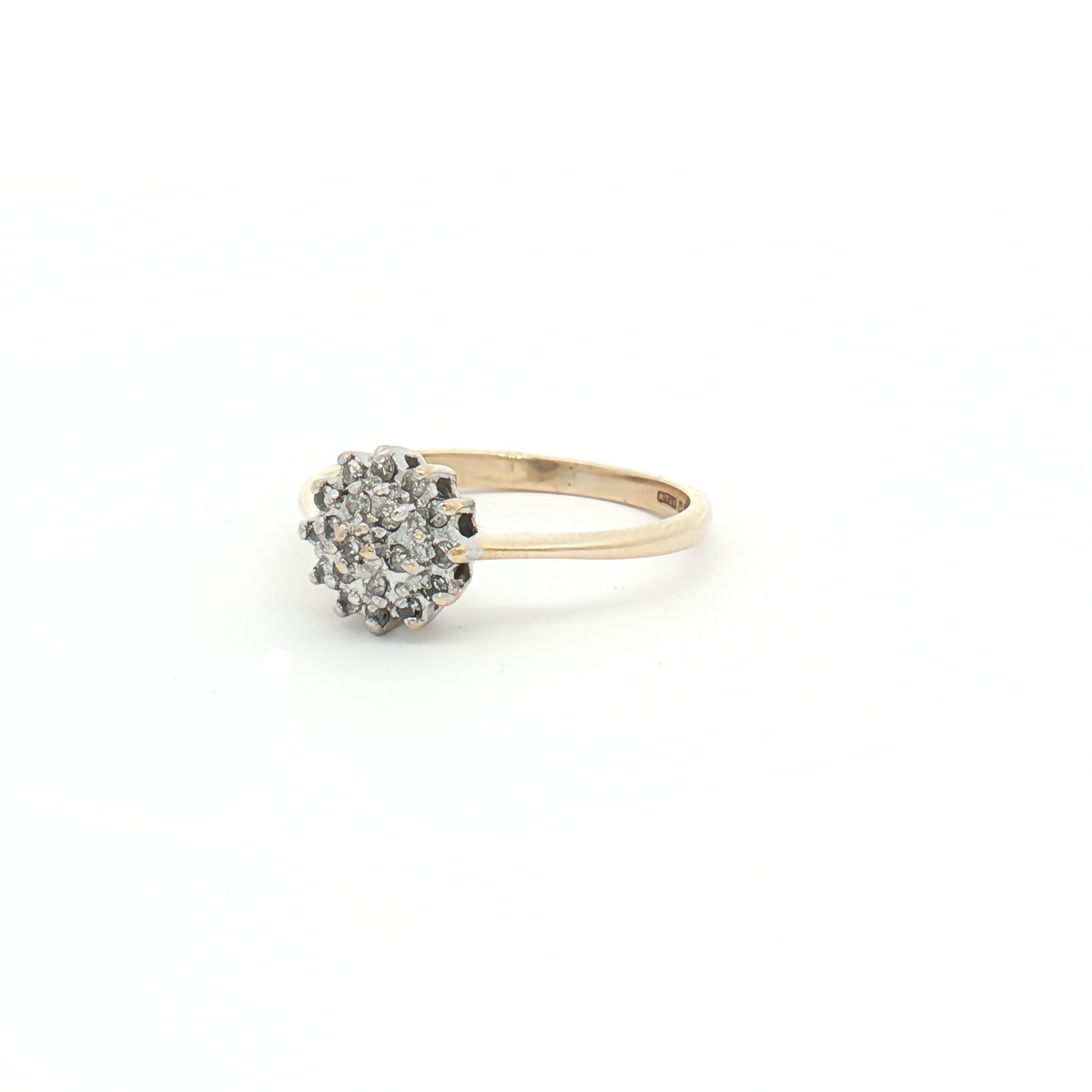 Vintage 9ct Yellow Gold Diamond Cluster Ring