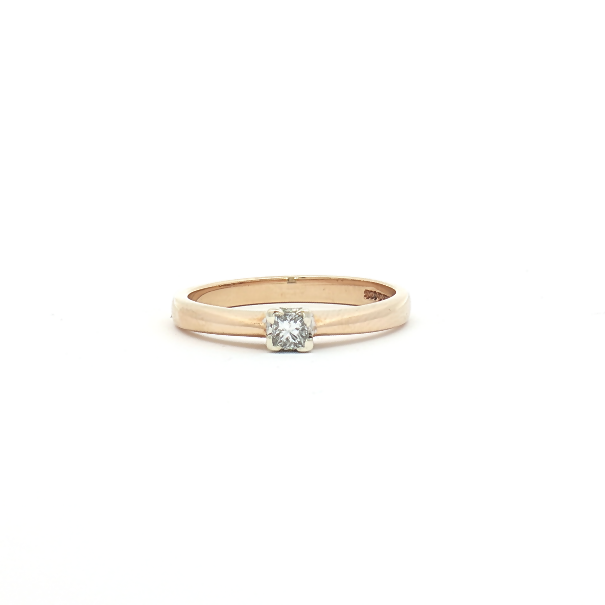 Vintage 9ct Yellow Gold Natural Diamond Solitaire Ring
