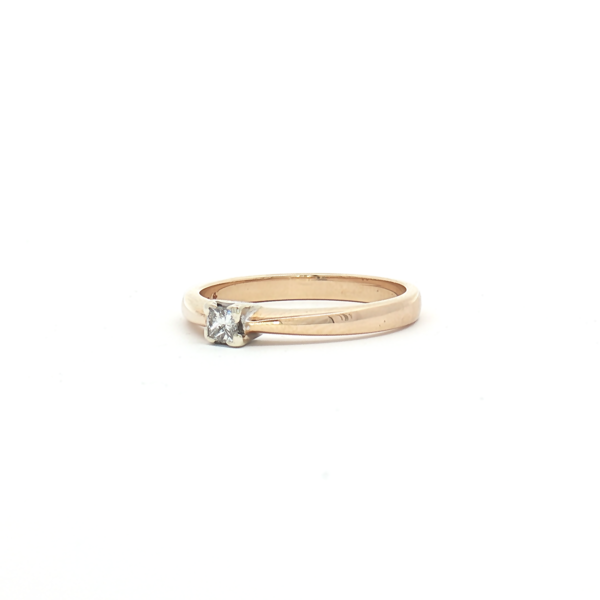 Vintage 9ct Yellow Gold Natural Diamond Solitaire Ring