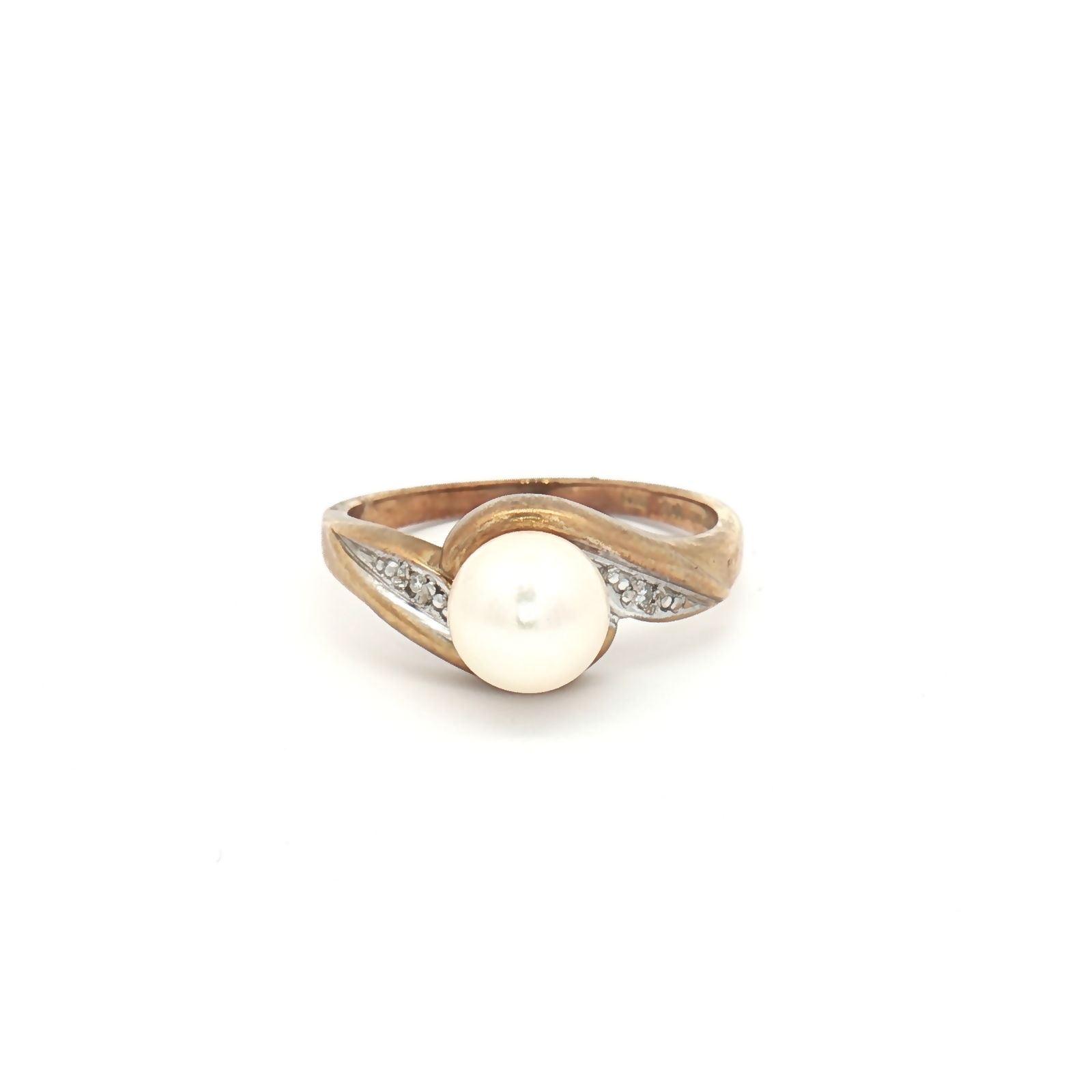 Vintage 9ct Yellow Gold Pearl and Diamond Ring