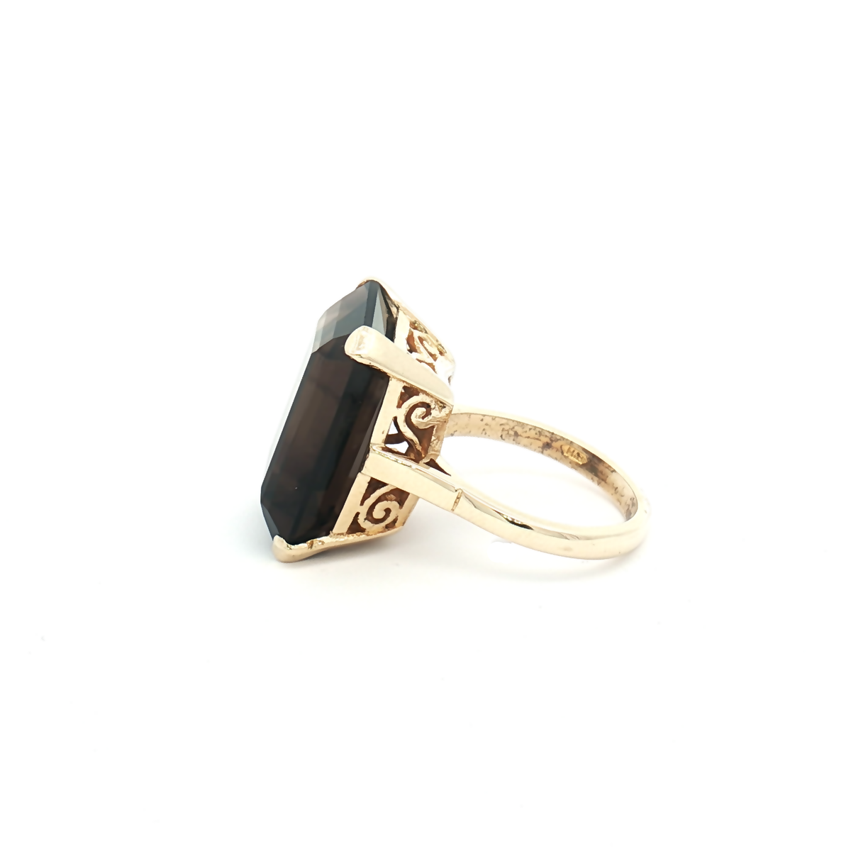 Vintage 9ct Yellow Gold Smoky Quartz Ring