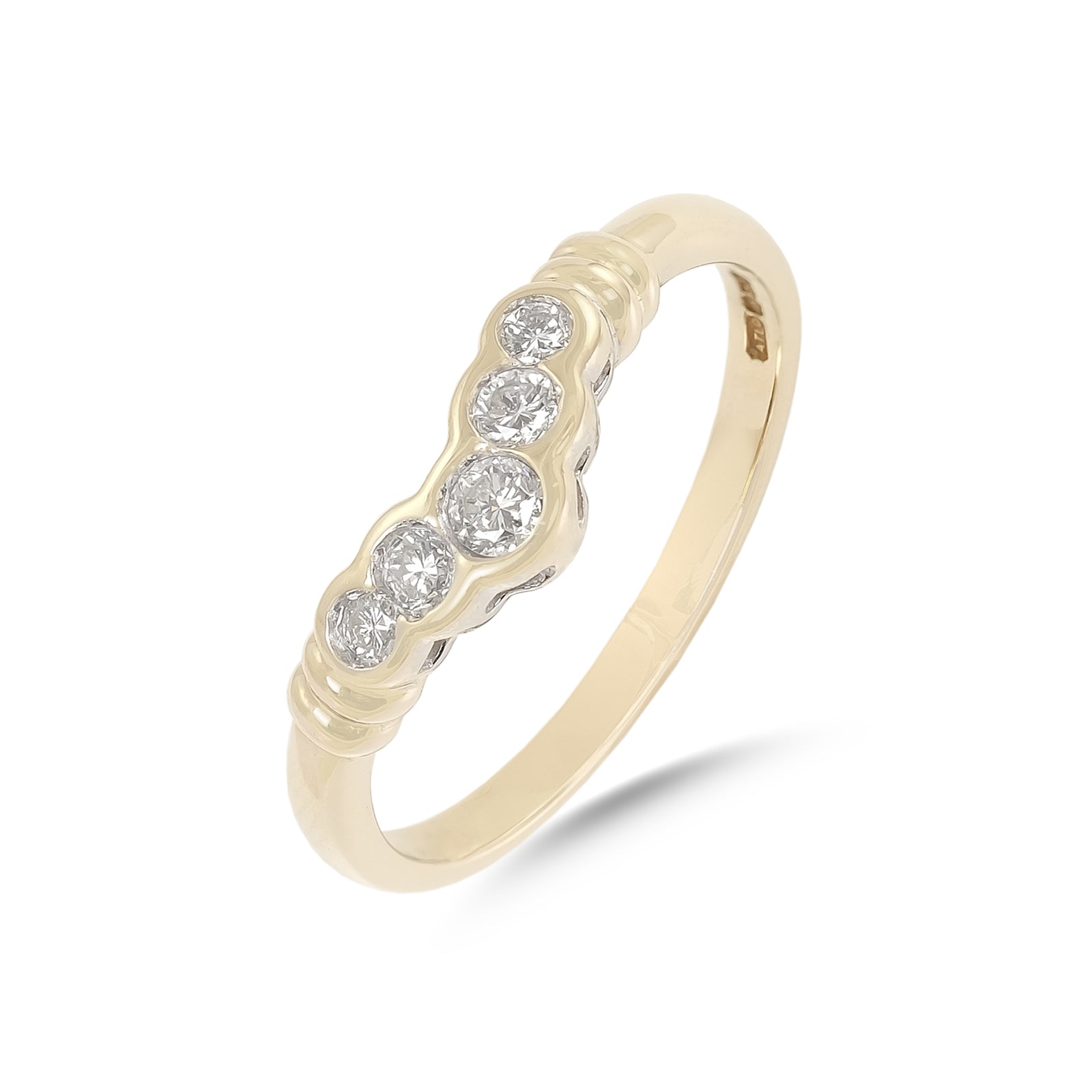 Vintage 9ct Yellow and White Gold 0.25ct Diamond Wishbone Ring