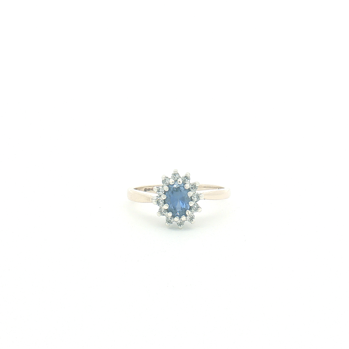 Vintage 9ct Yellow and White Gold Sapphire and Diamond Cluster Ring