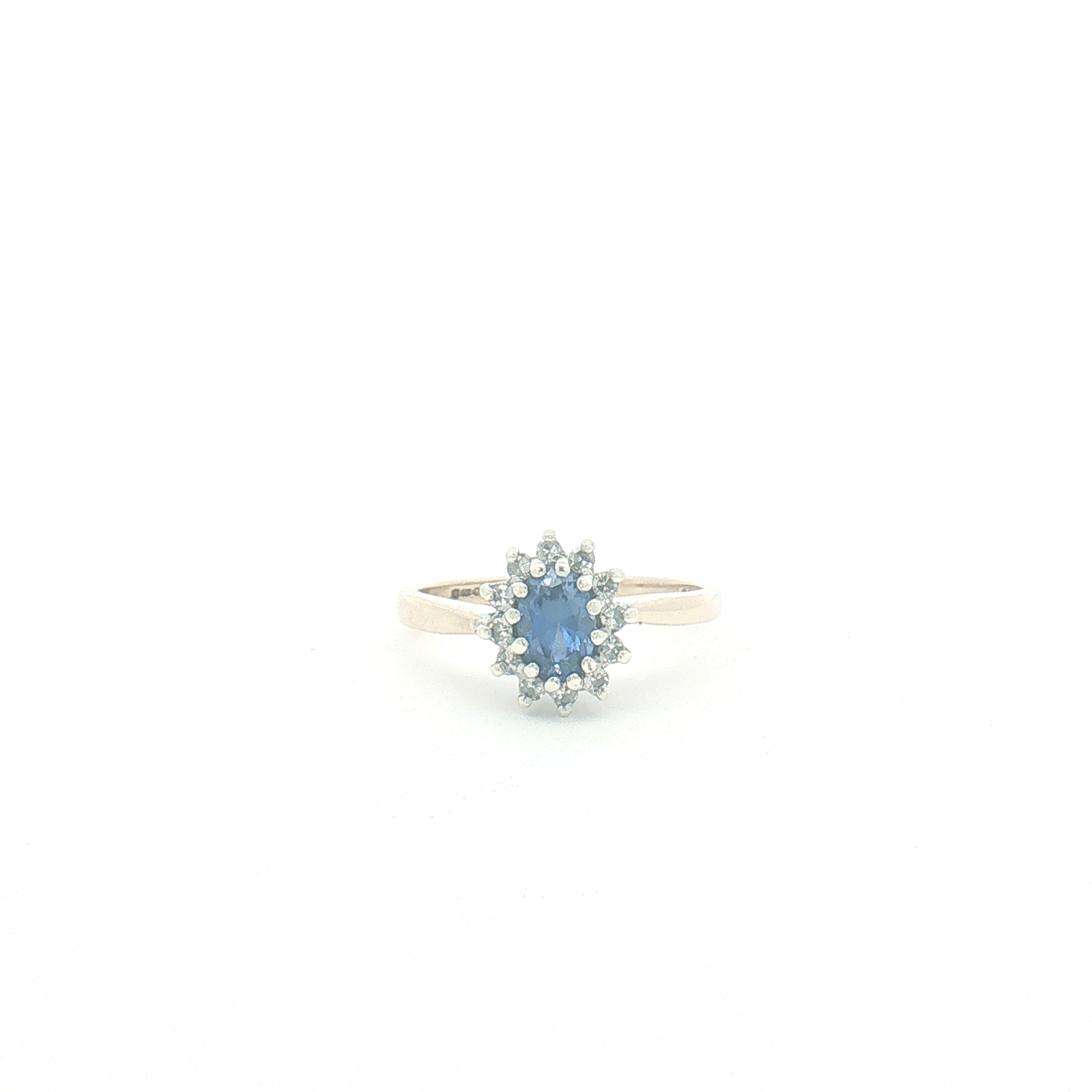 Vintage 9ct Yellow and White Gold Sapphire and Diamond Cluster Ring