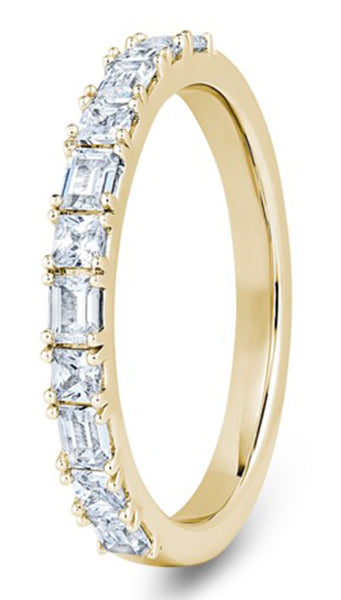 Princess Cut &amp; Baguette Castle &amp; Claw Wedding Ring