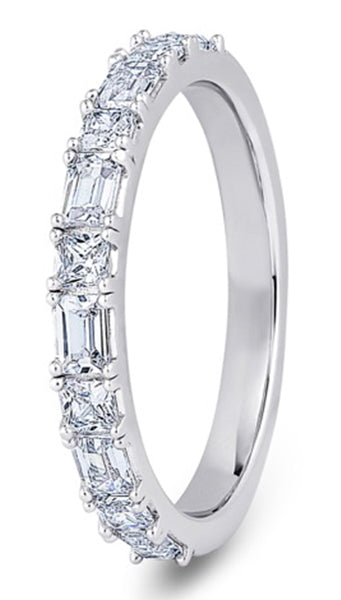 Princess Cut &amp; Baguette Castle &amp; Claw Wedding Ring