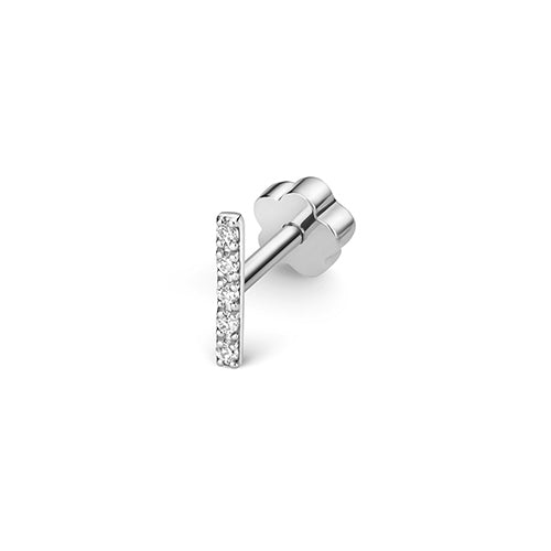 9ct White Gold Diamond Cartilage Bar Stud