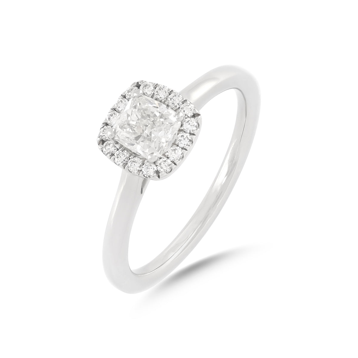 0.56ct Cushion-Cut Diamond Halo Engagement Ring