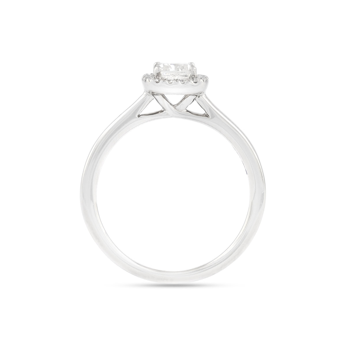 0.56ct Cushion-Cut Diamond Halo Engagement Ring