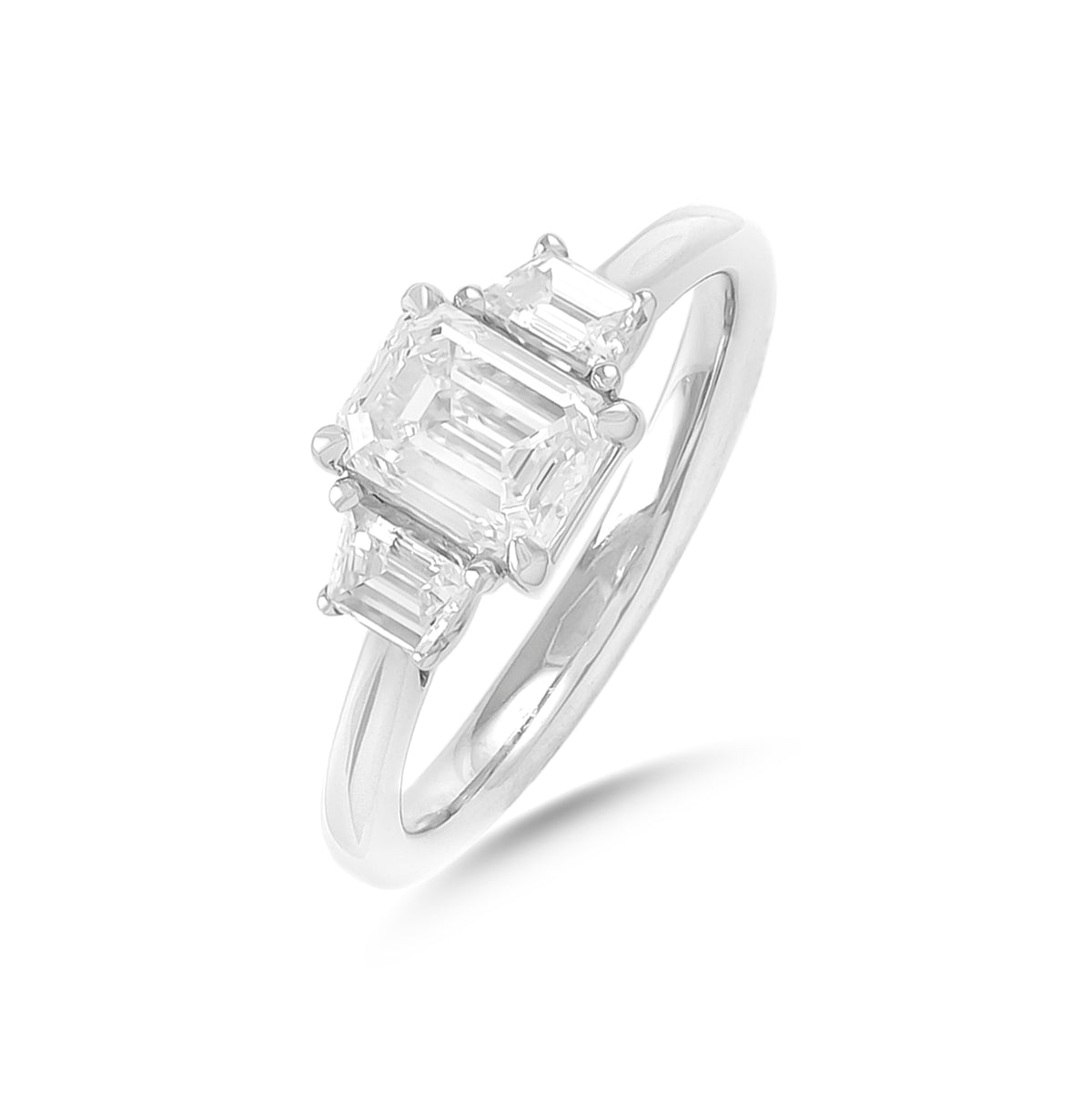 1.01ct Emerald-Cut Three Stone Diamond Engagement Ring