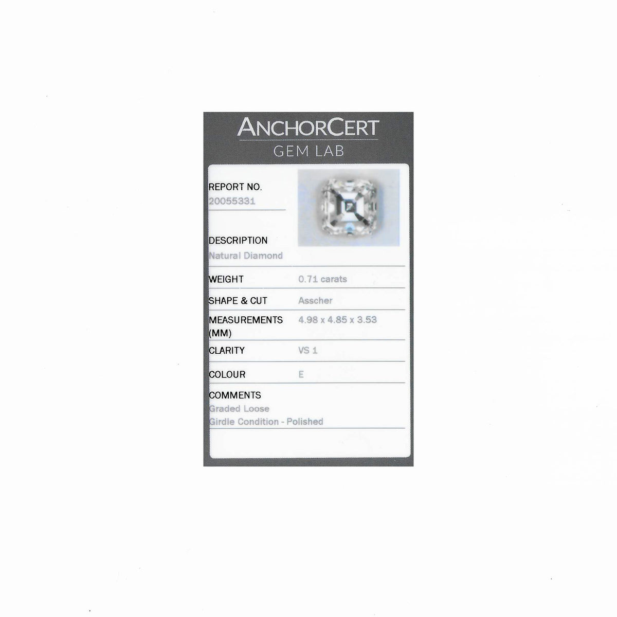 0.71ct Asscher-Cut Diamond Solitaire Engagement Ring