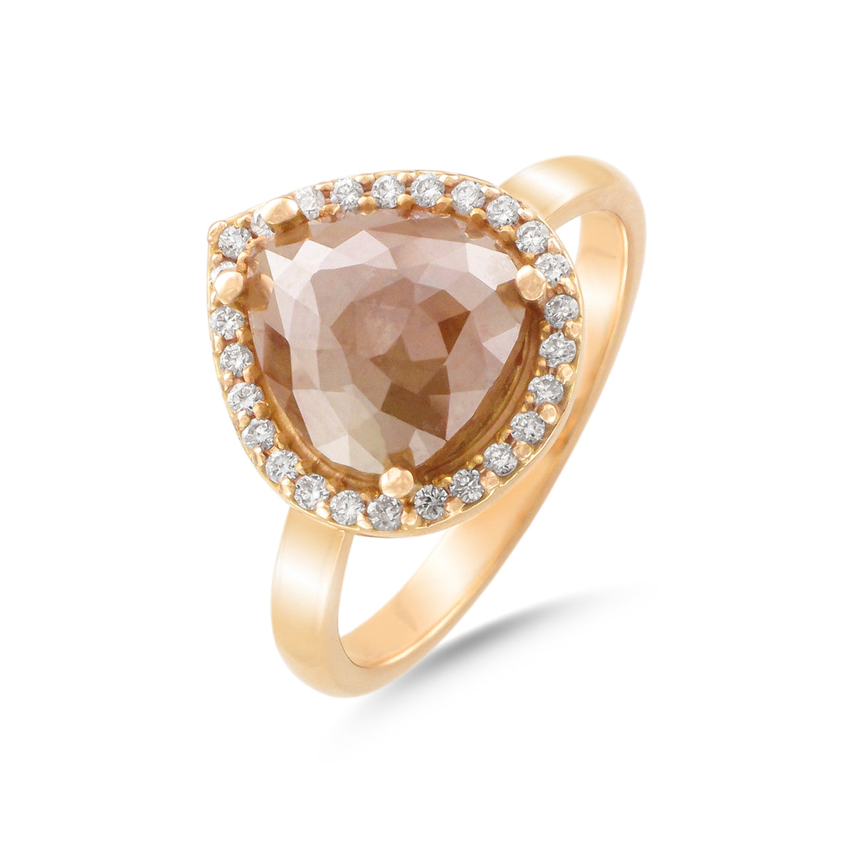 18ct Rose Gold Brown Diamond Halo Ring