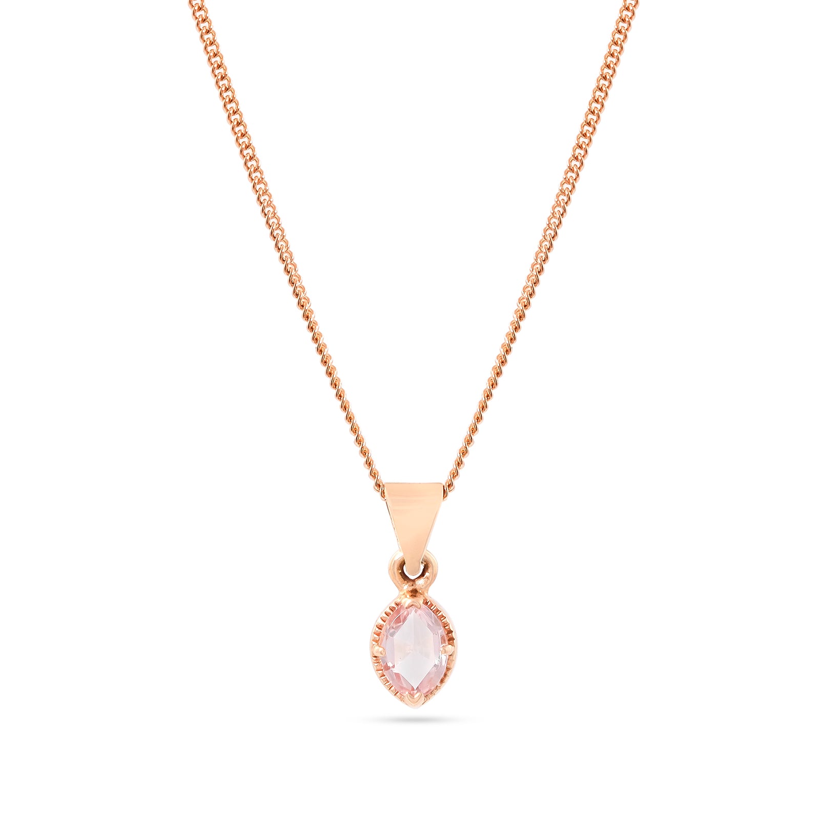 18ct Rose Gold Morganite Solitaire Pendant