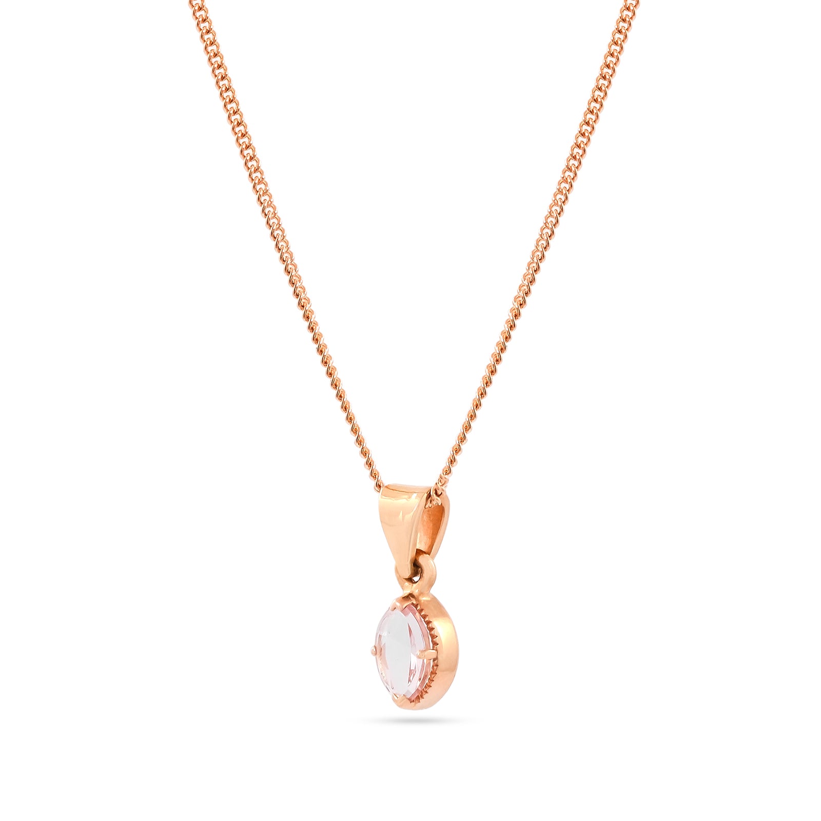 18ct Rose Gold Morganite Solitaire Pendant