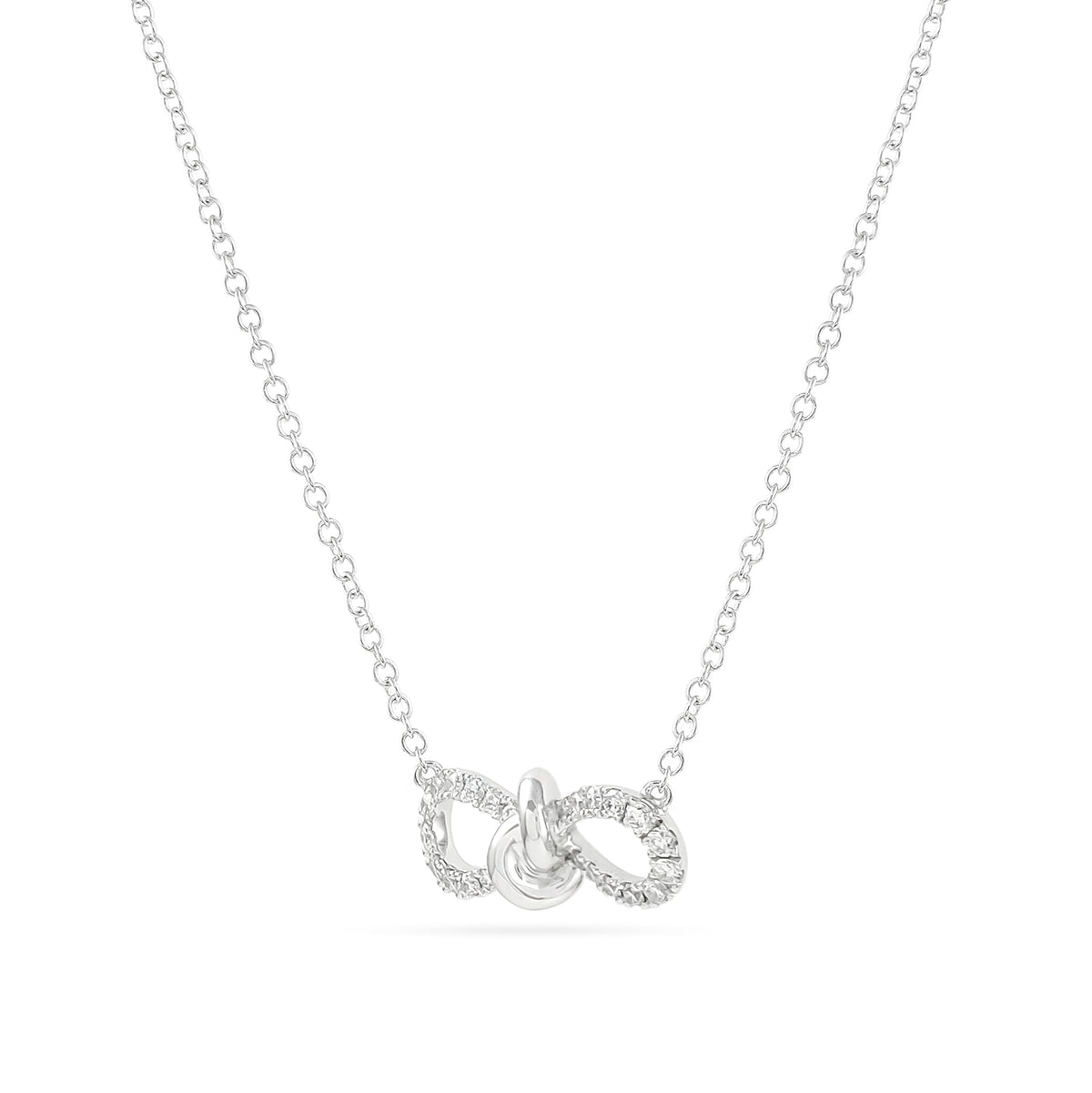18ct White Gold Diamond Bow Necklace