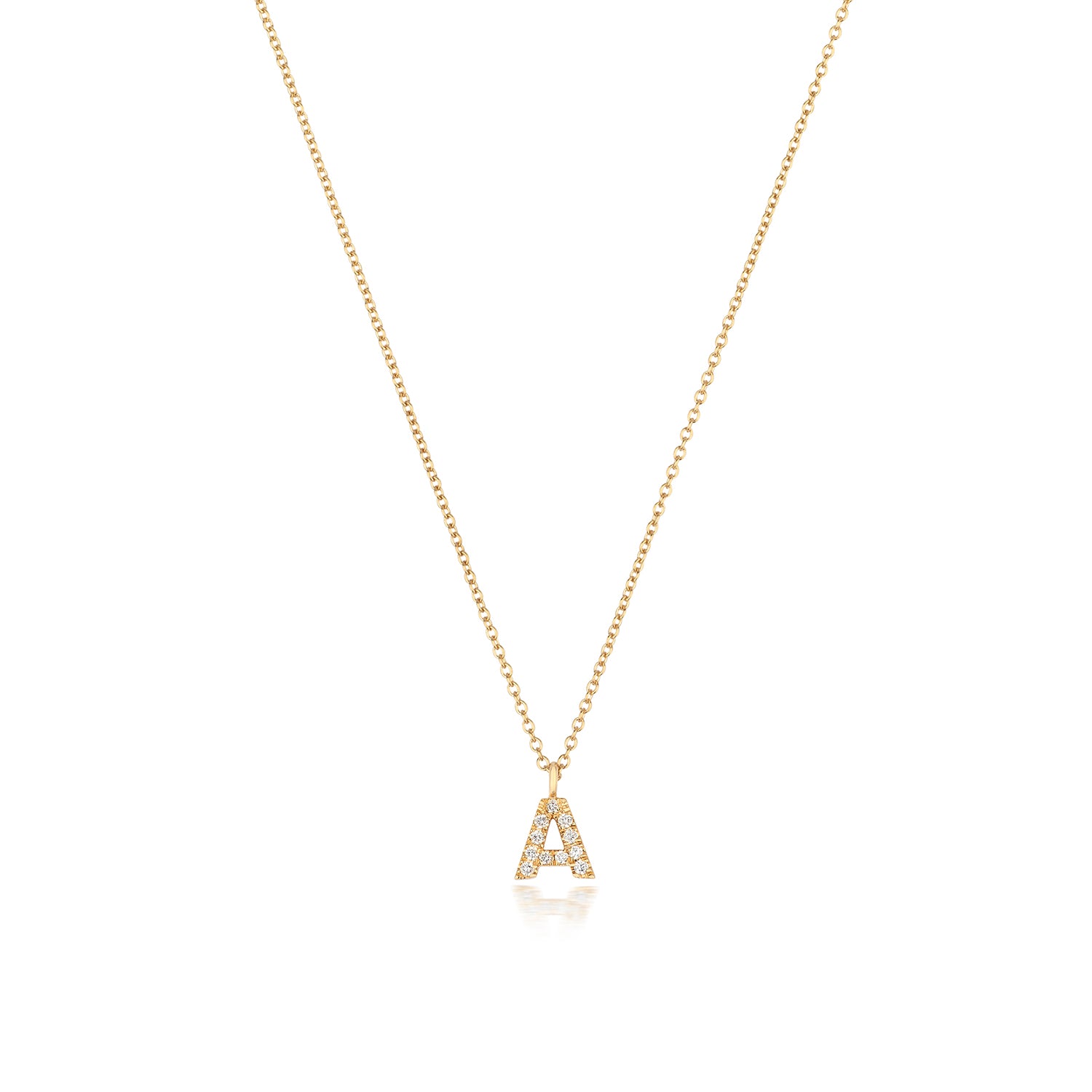 18ct Yellow Gold Diamond Letter A Initial Pendant
