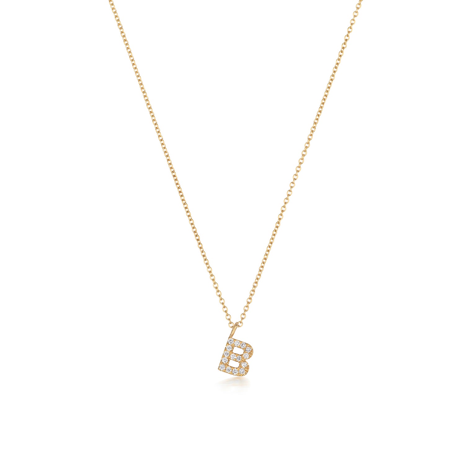 18ct Yellow Gold Diamond Letter B Initial Pendant