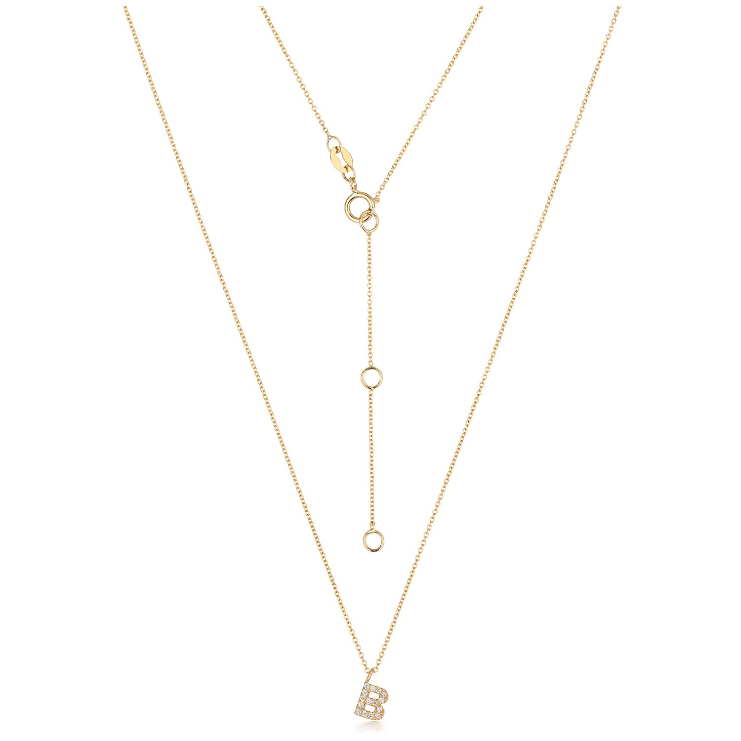 18ct Yellow Gold Diamond Letter B Initial Pendant