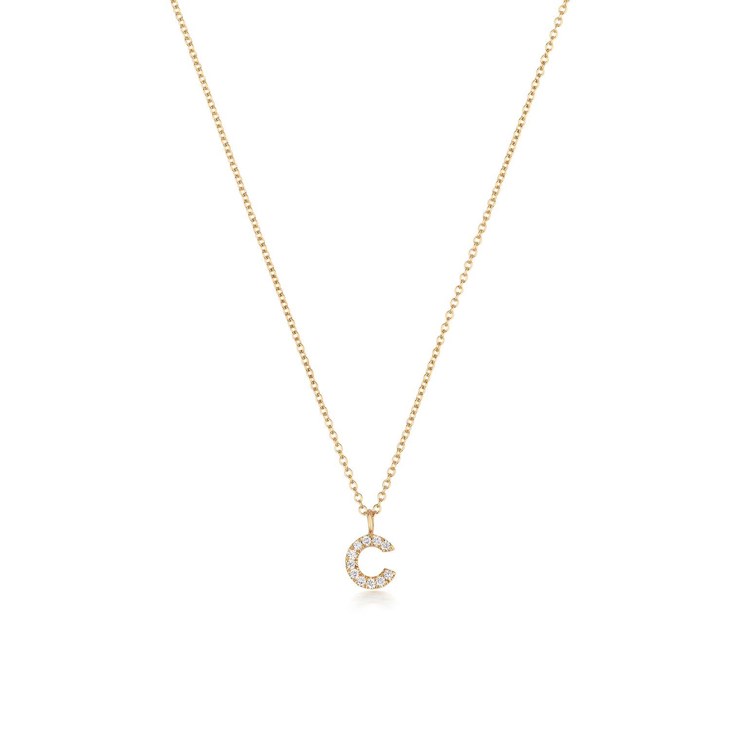 18ct Yellow Gold Diamond Letter C Initial Pendant
