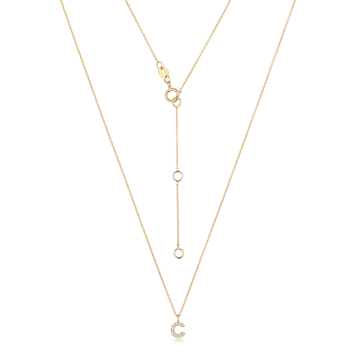 18ct Yellow Gold Diamond Letter C Initial Pendant