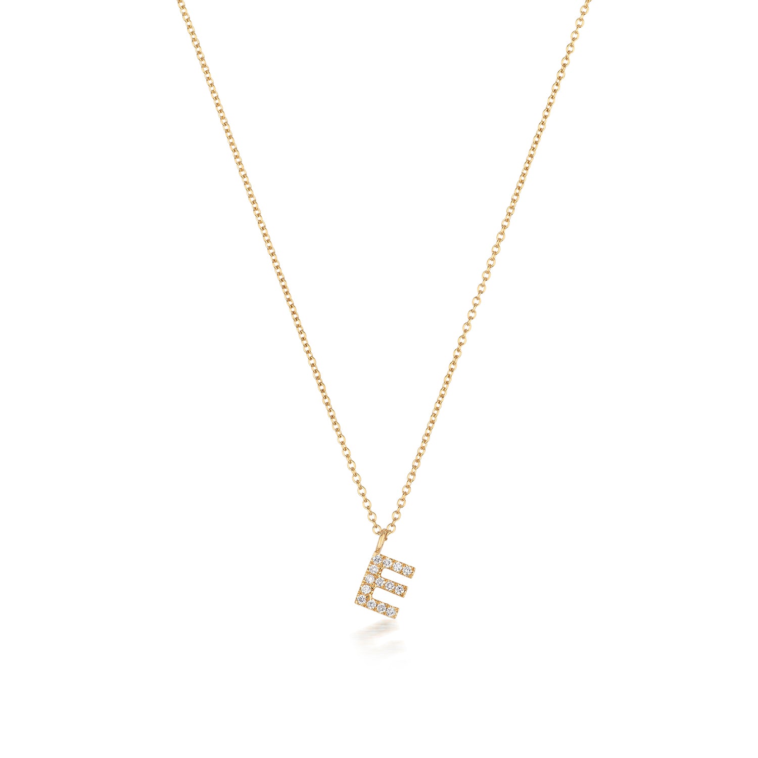 18ct Yellow Gold Diamond Letter E Initial Pendant