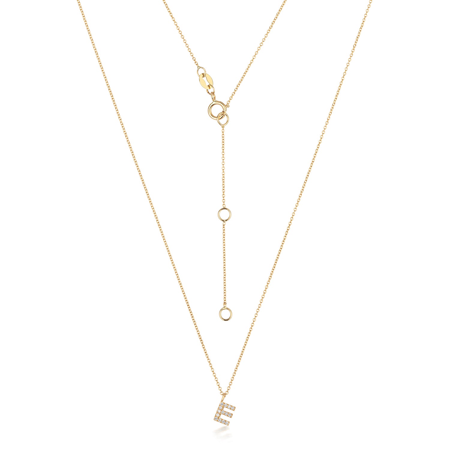 18ct Yellow Gold Diamond Letter E Initial Pendant