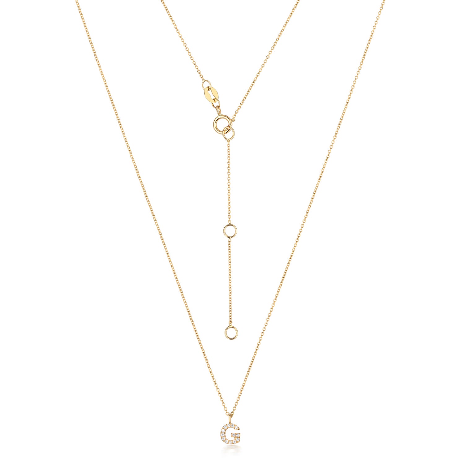 18ct Yellow Gold Diamond Letter G Initial Pendant