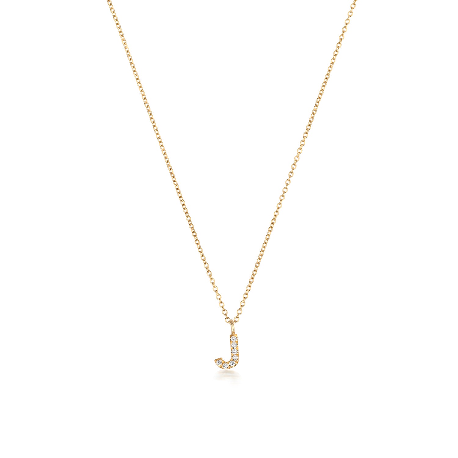 18ct Yellow Gold Diamond Letter J Initial Pendant