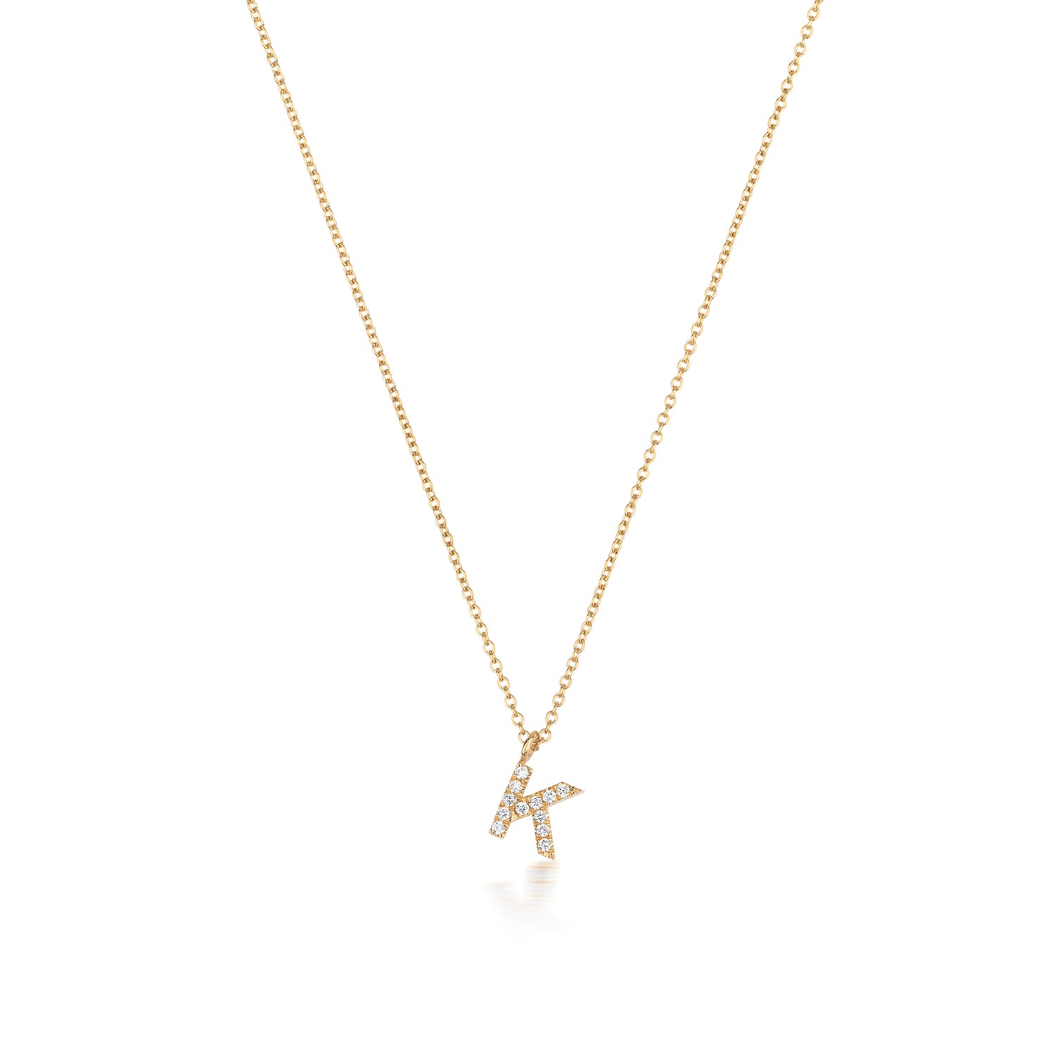 18ct Yellow Gold Diamond Letter K Initial Pendant