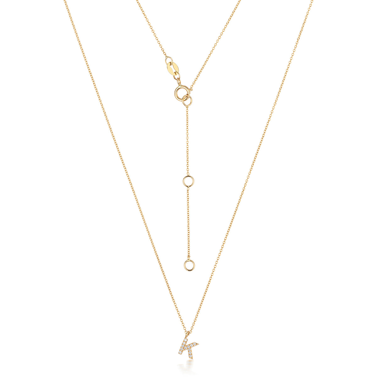18ct Yellow Gold Diamond Letter K Initial Pendant