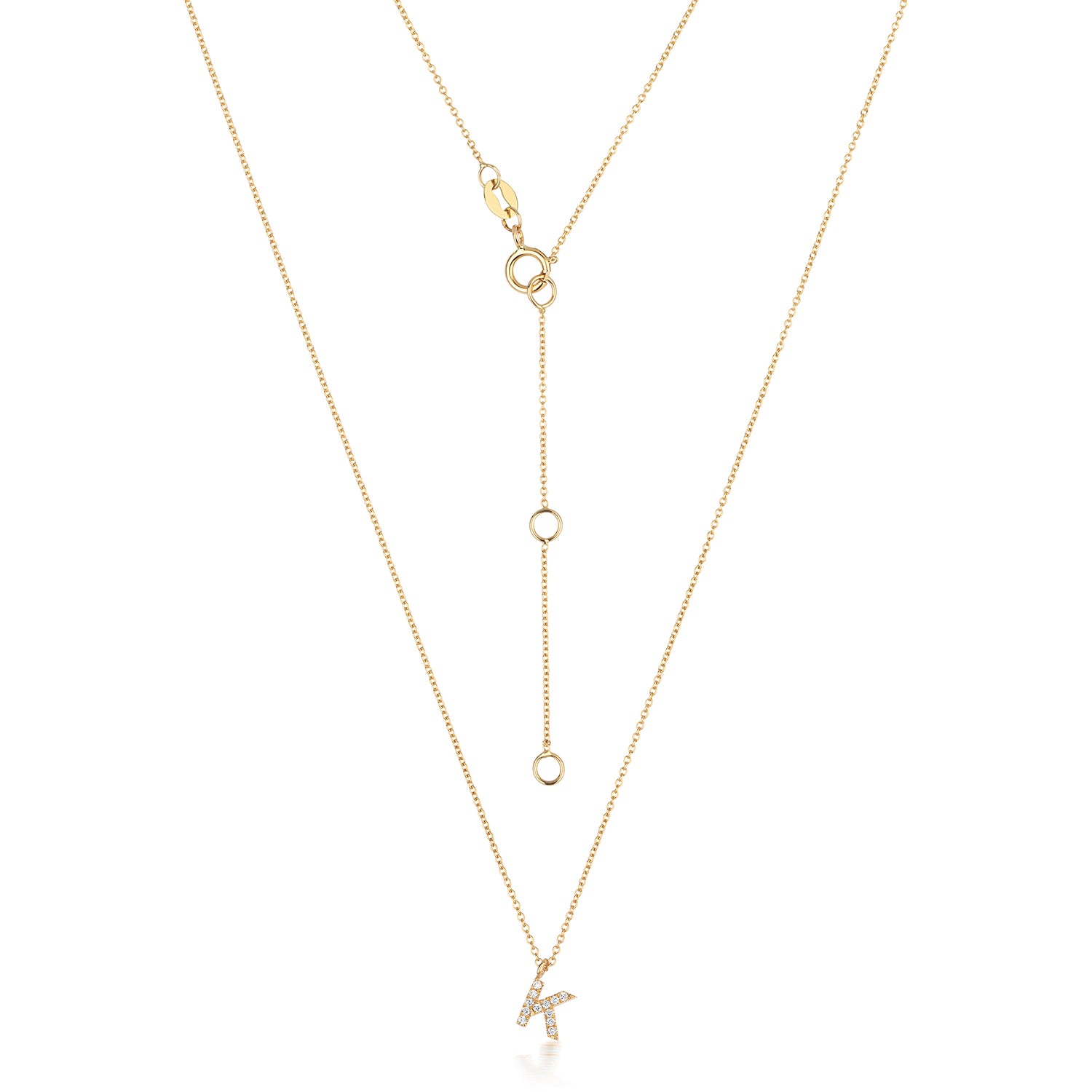 18ct Yellow Gold Diamond Letter K Initial Pendant
