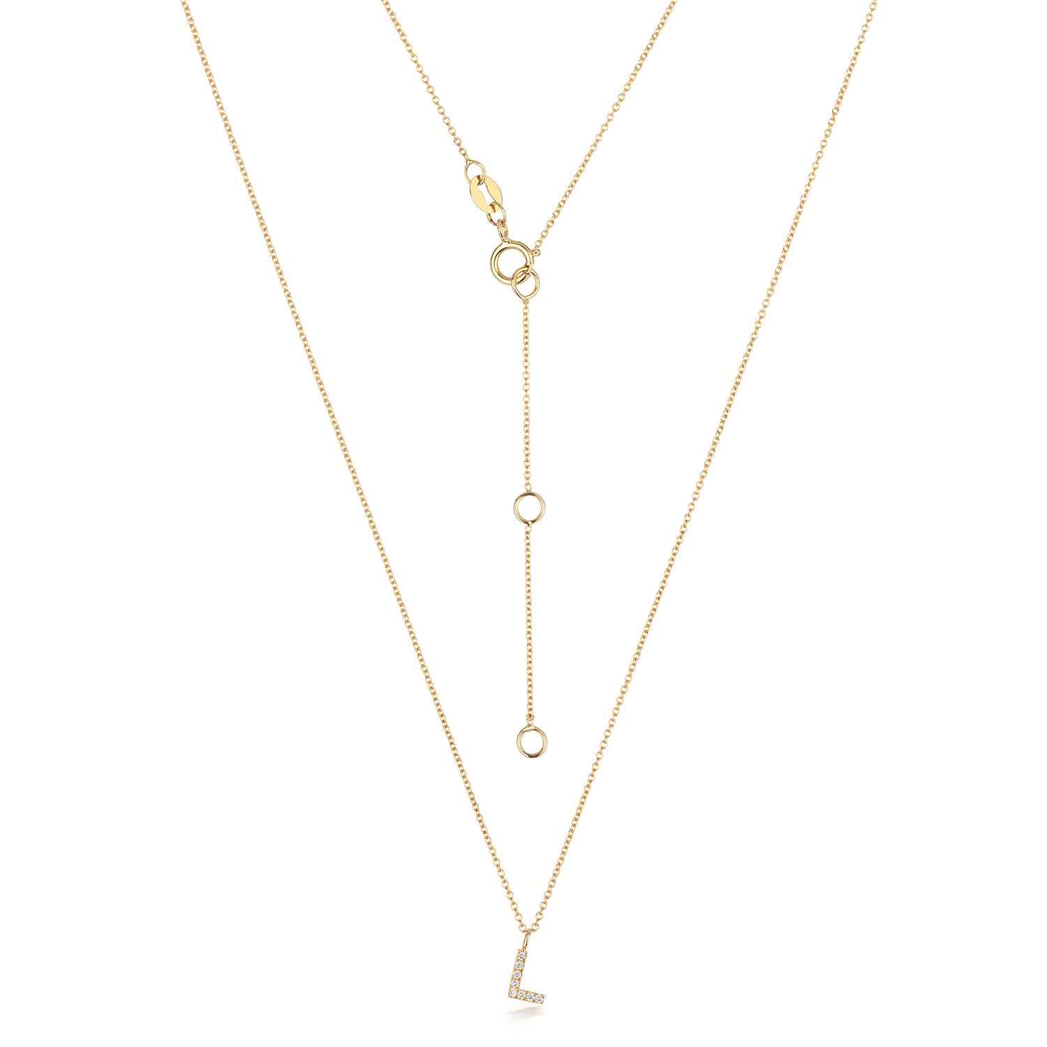 18ct Yellow Gold Diamond Letter L Initial Pendant
