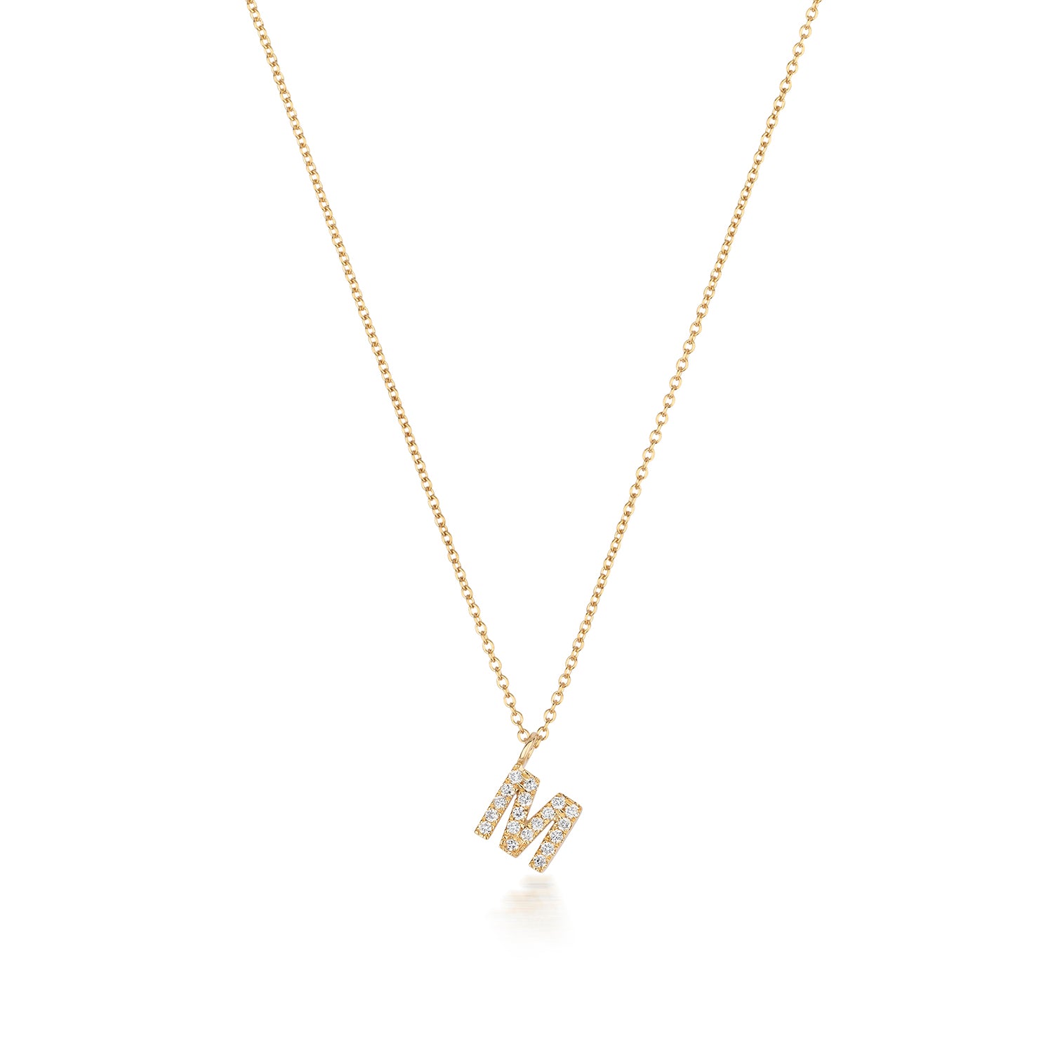 18ct Yellow Gold Diamond Letter M Initial Pendant