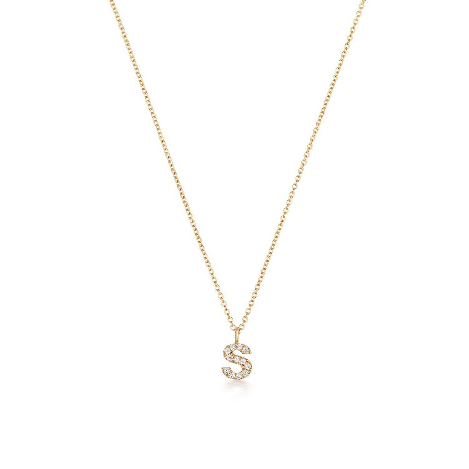 18ct Yellow Gold Diamond Letter S Initial Pendant