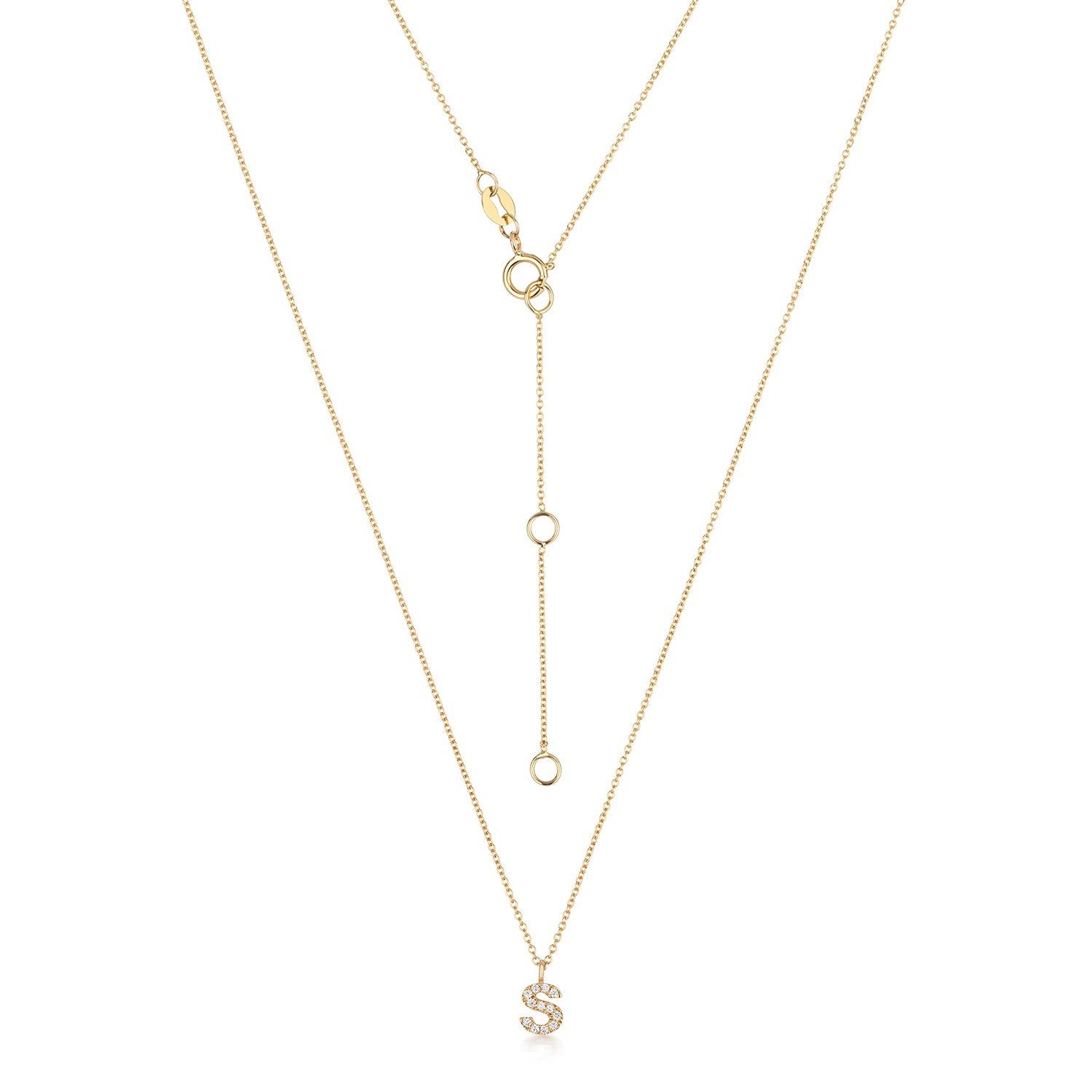 18ct Yellow Gold Diamond Letter S Initial Pendant