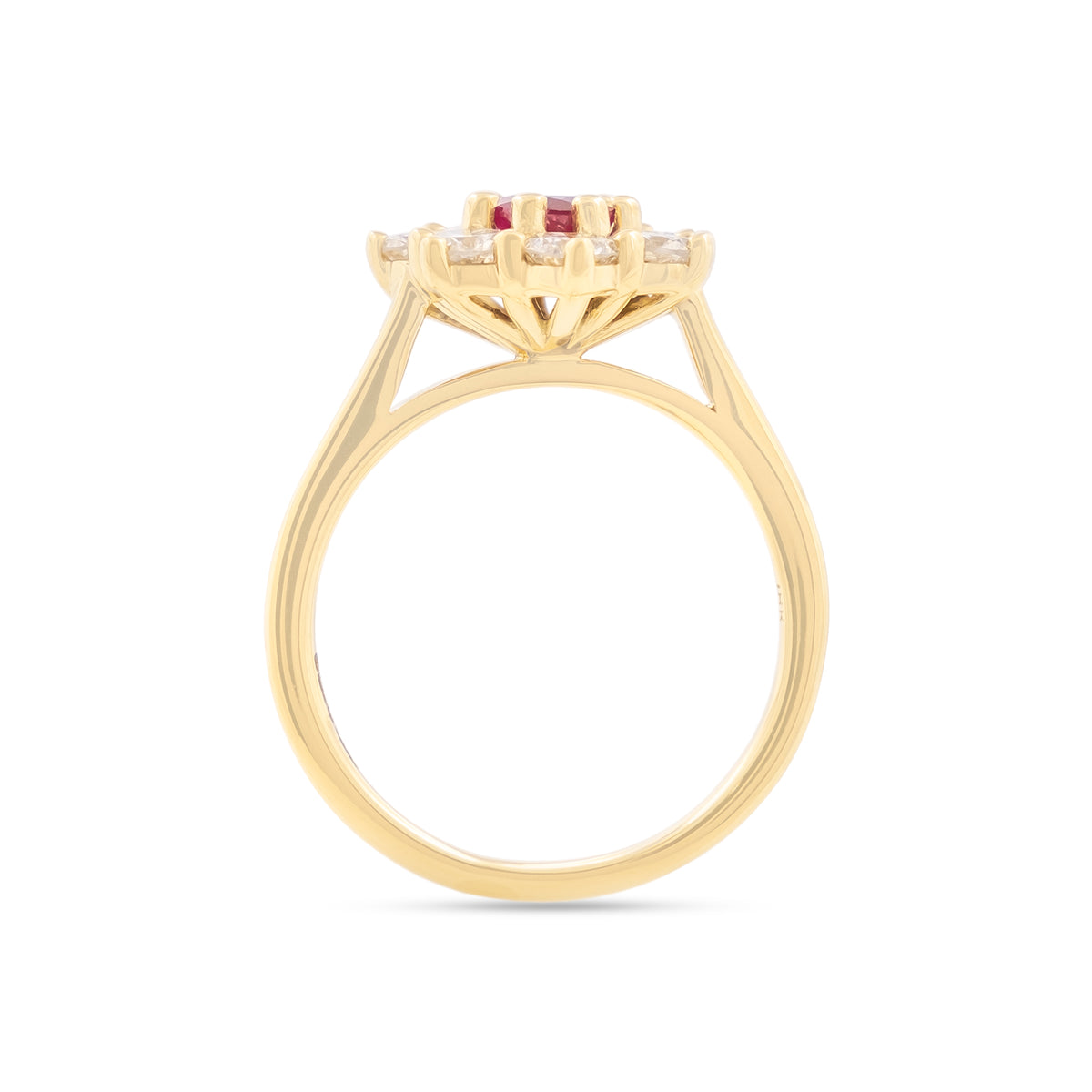 18ct Yellow Gold Ruby and Diamond Cluster Ring