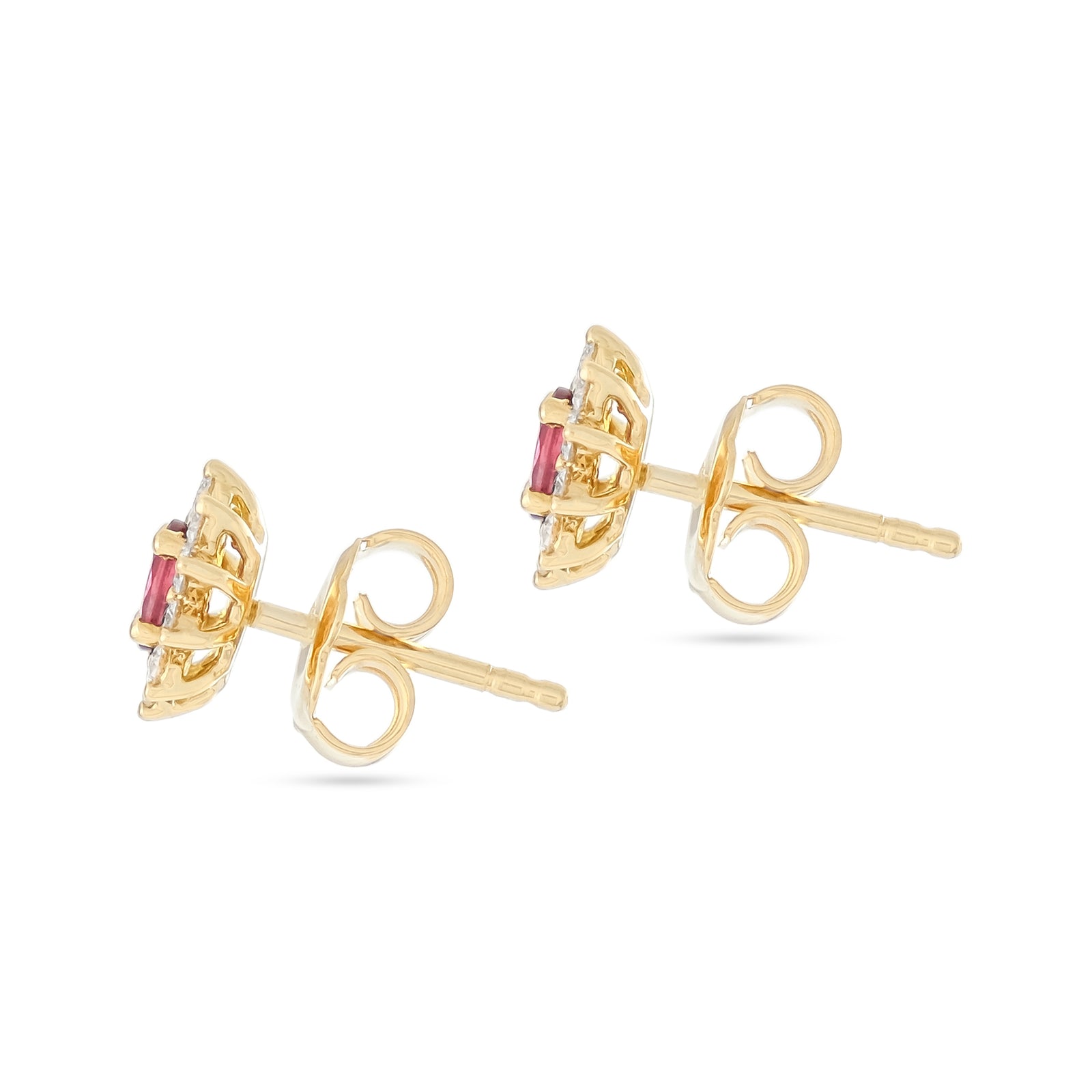 18ct Yellow Gold Ruby and Diamond Stud Earrings