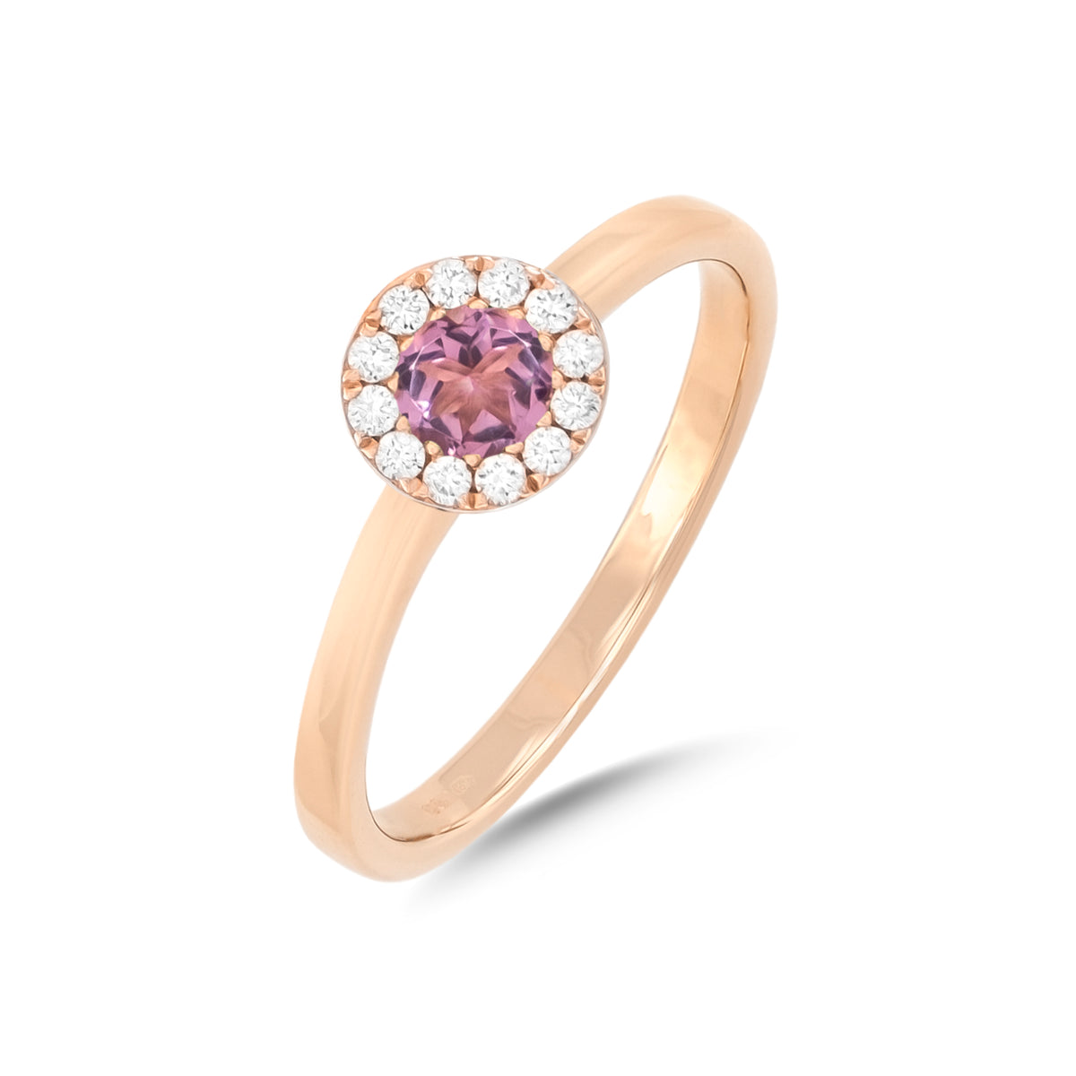 9ct Rose Gold Tourmaline and Diamond Halo Ring