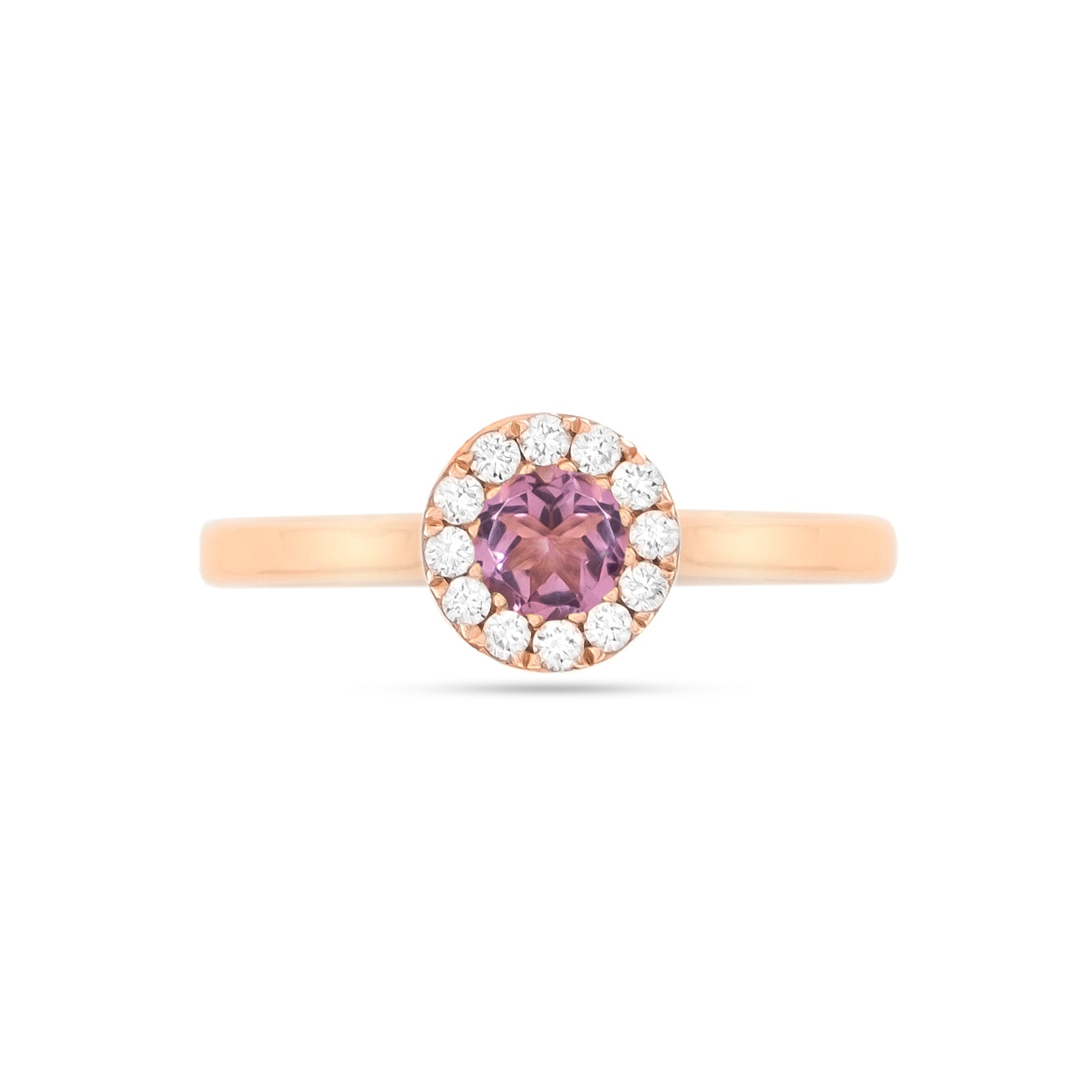 9ct Rose Gold Tourmaline and Diamond Halo Ring