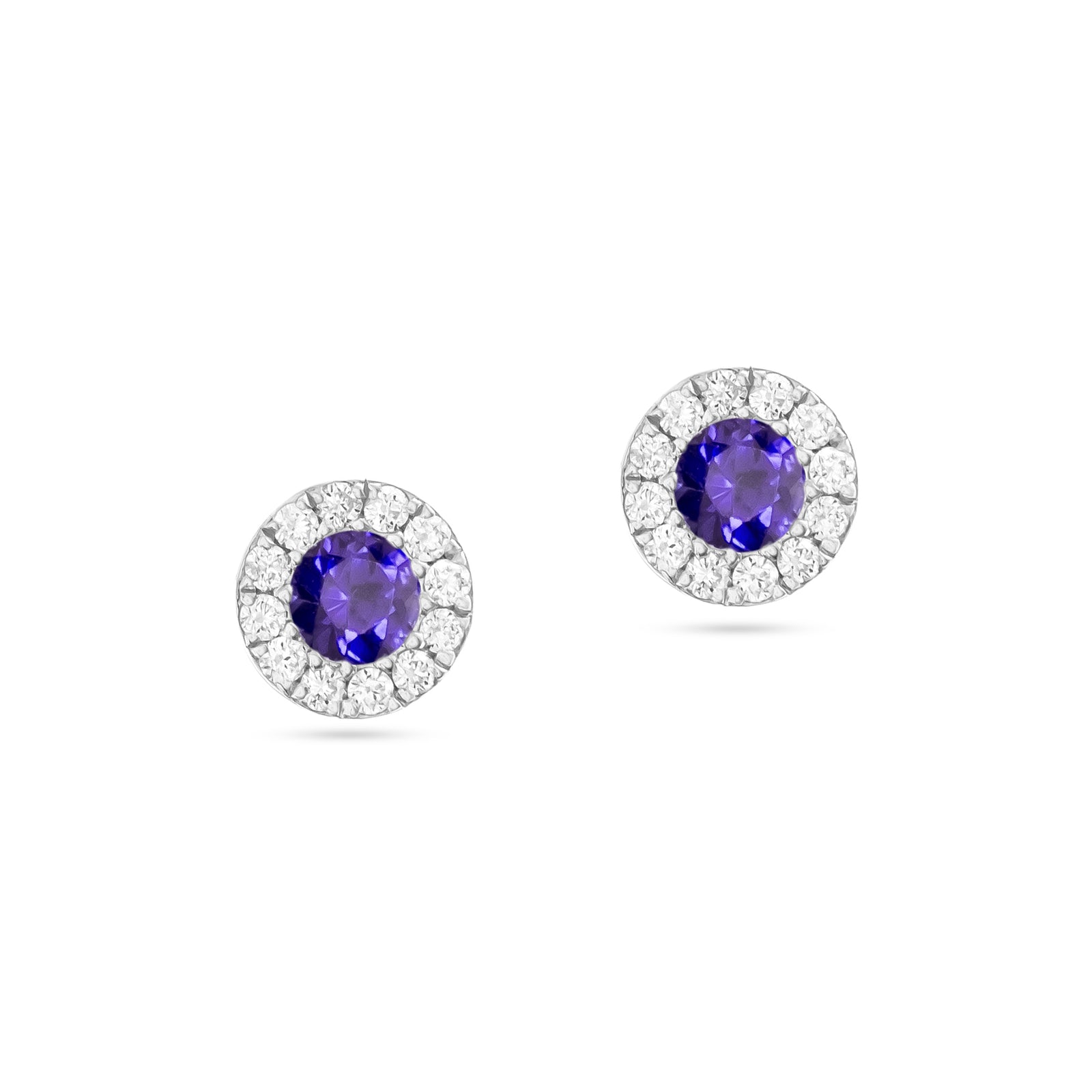 9ct White Gold Amethyst and Diamond Halo Stud Earrings