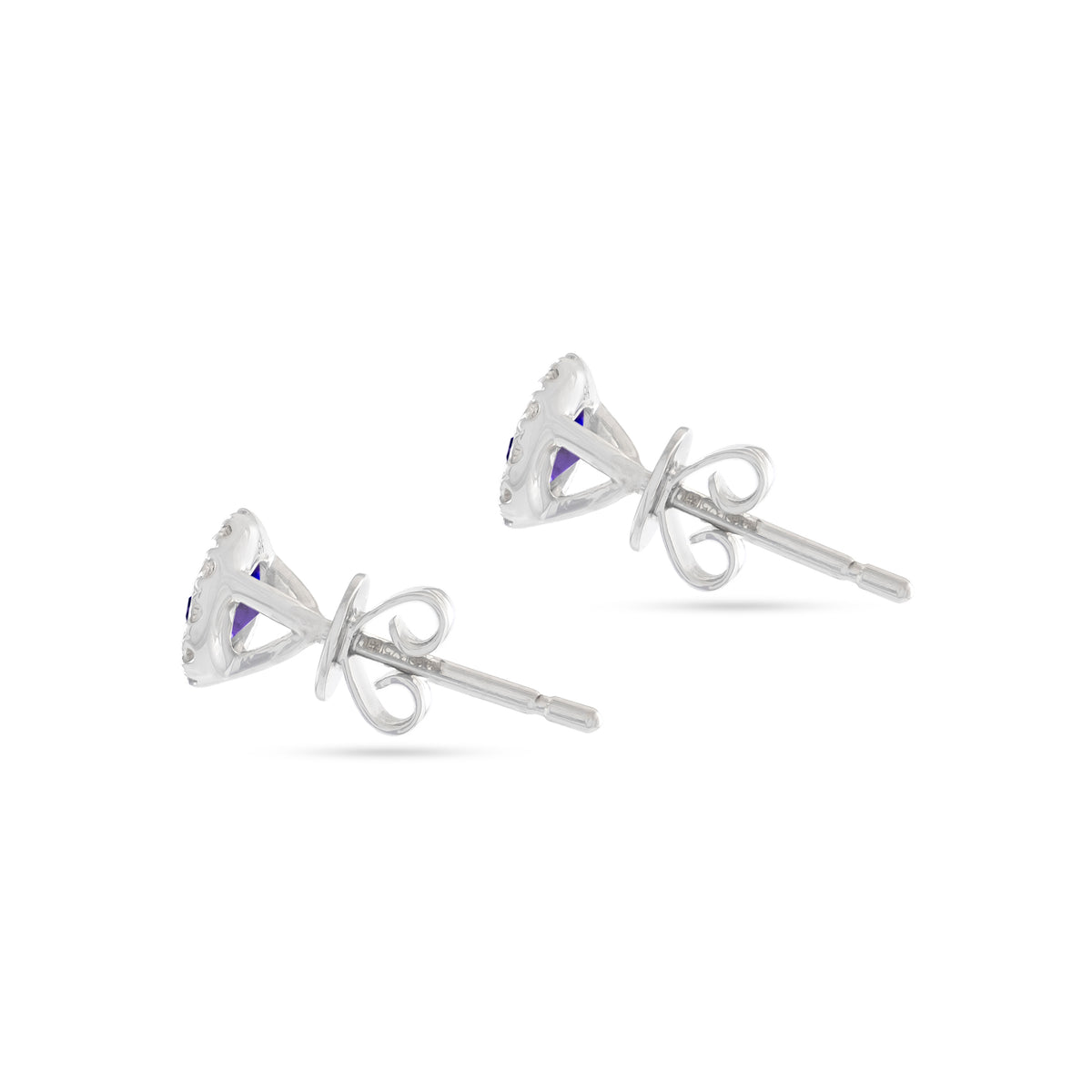9ct White Gold Amethyst and Diamond Halo Stud Earrings