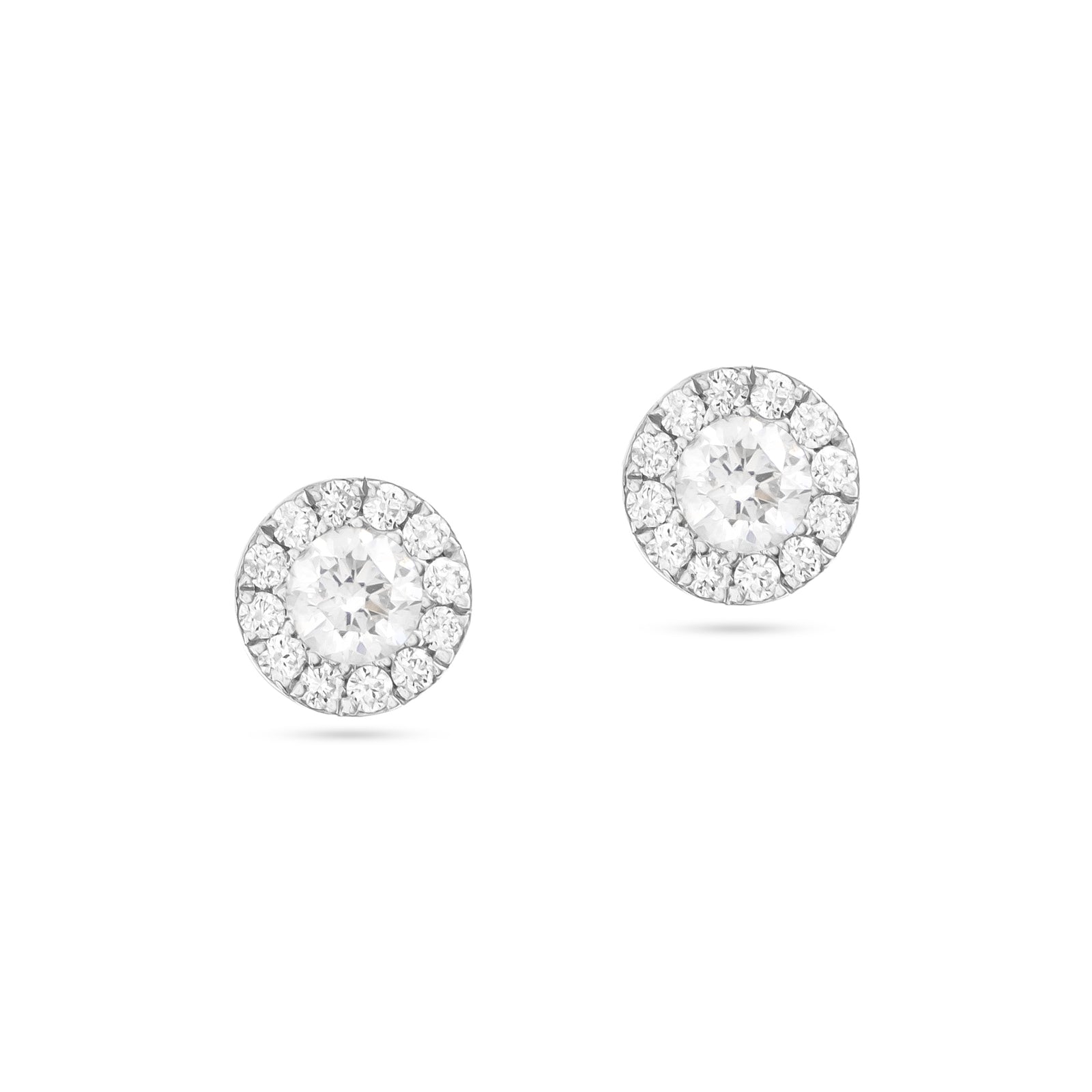 9ct White Gold Diamond Halo Stud Earrings